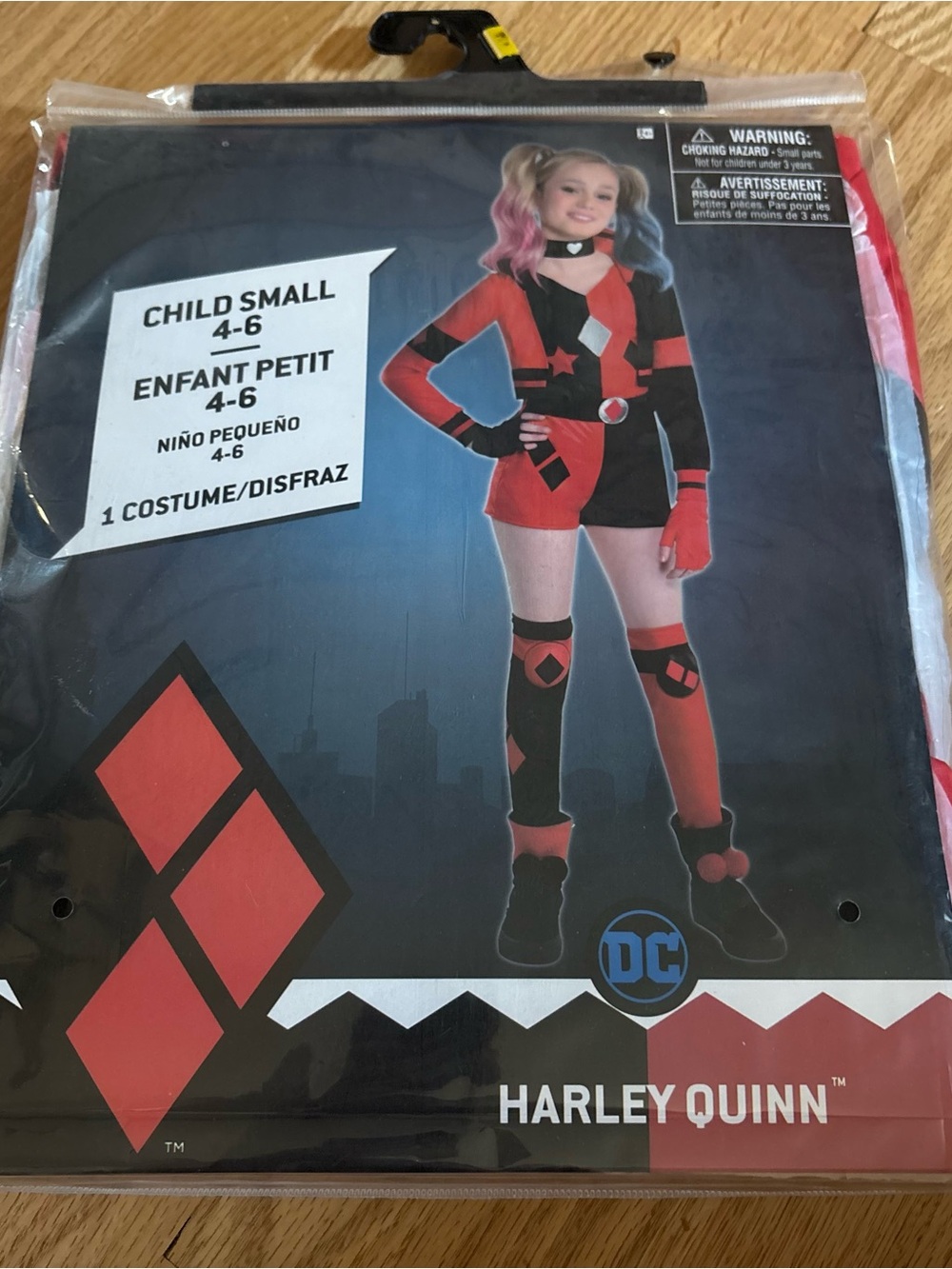 DC Comics Harley Quinn Kids Costume Small NEW Red Black Halloween